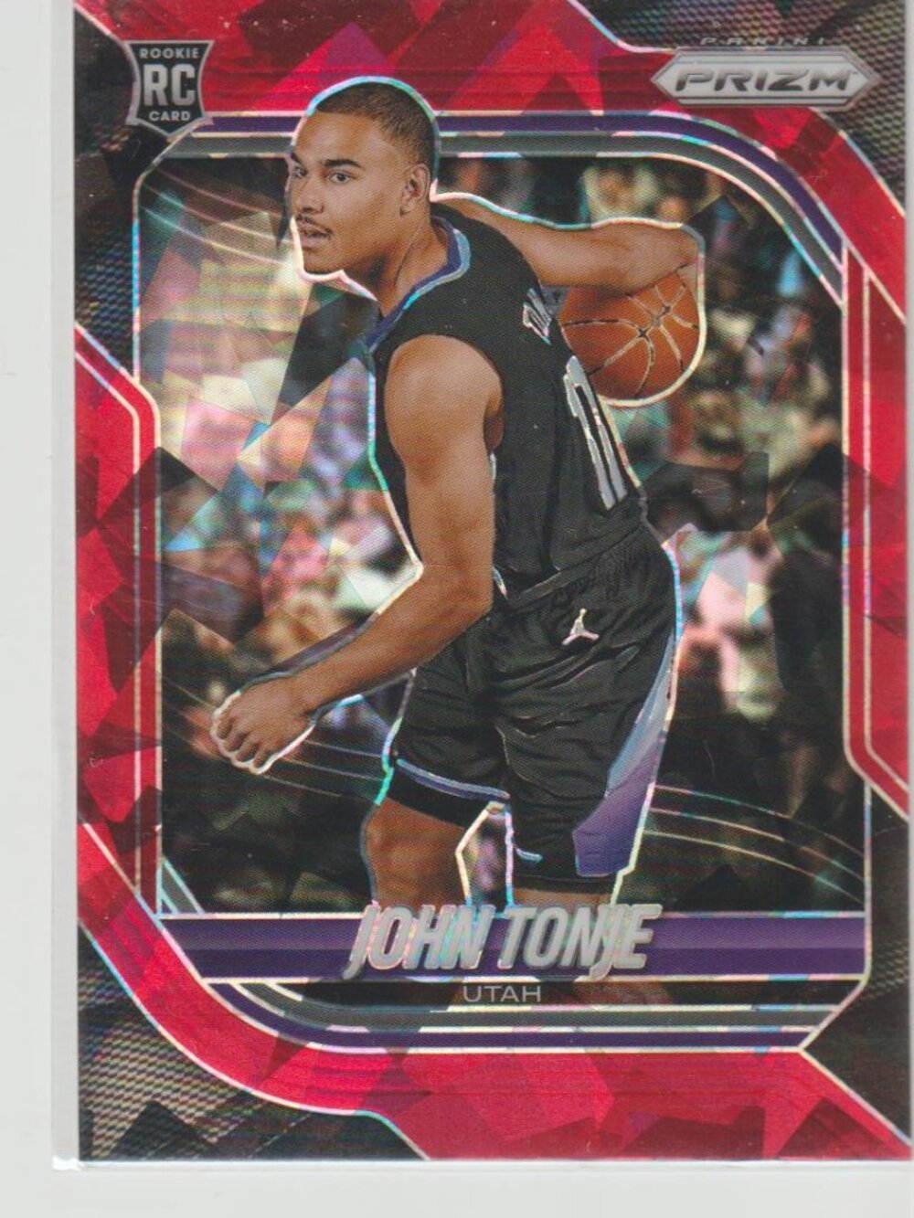 John Tonje 2025-26 Panini Prizm #42 RC Red Ice Prizm Rookie Utah
